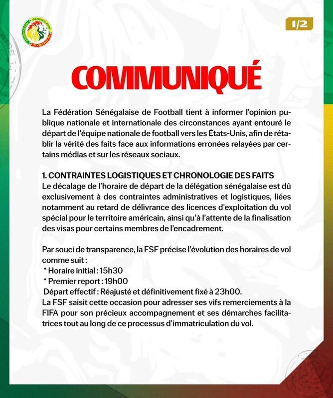 La FSF rétablit la vérité sur le départ des Lions vers les États-Unis