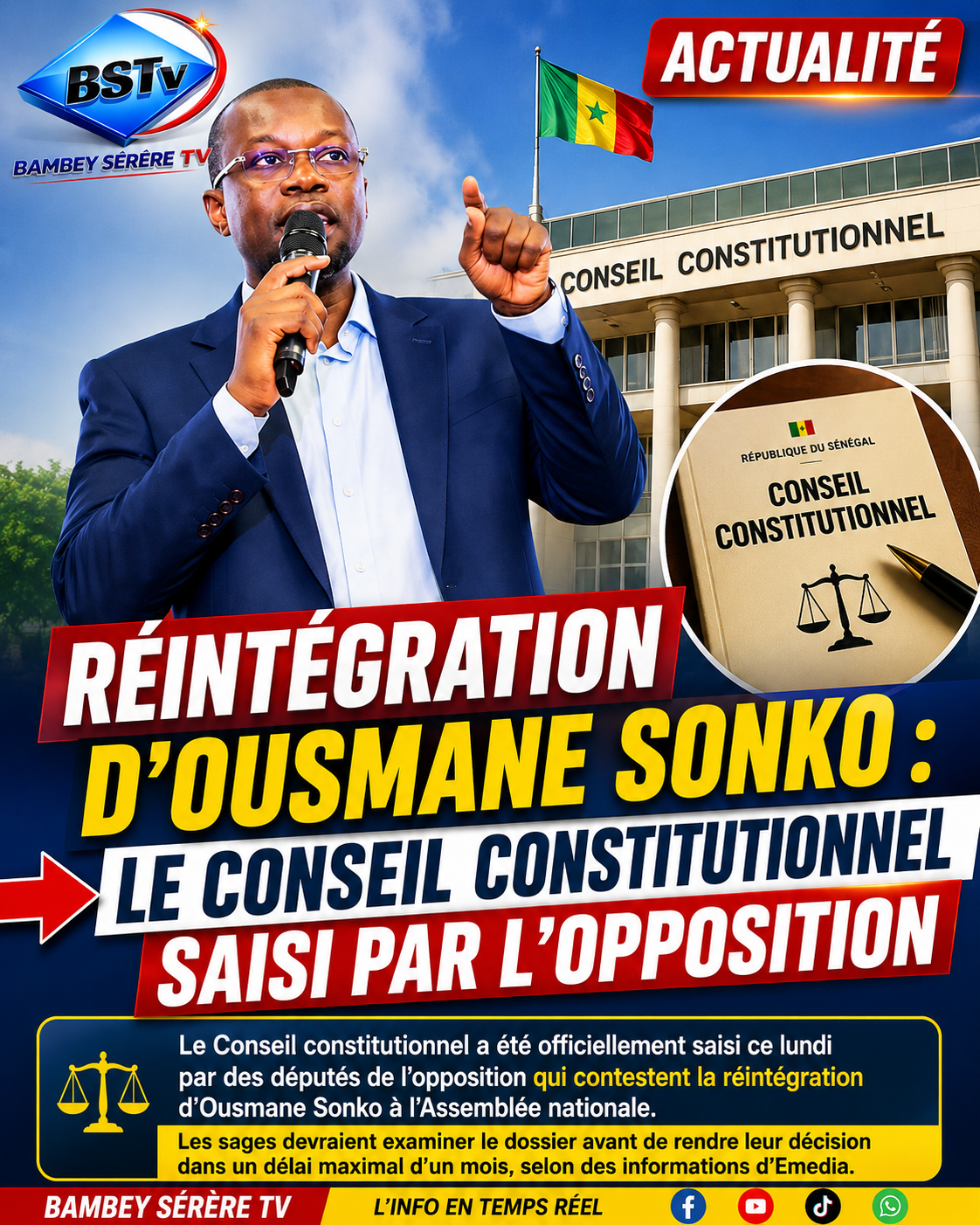 SÉNÉGAL | OUSMANE SONKO : LE CONSEIL CONSTITUTIONNEL SAISI PAR L’OPPOSITION